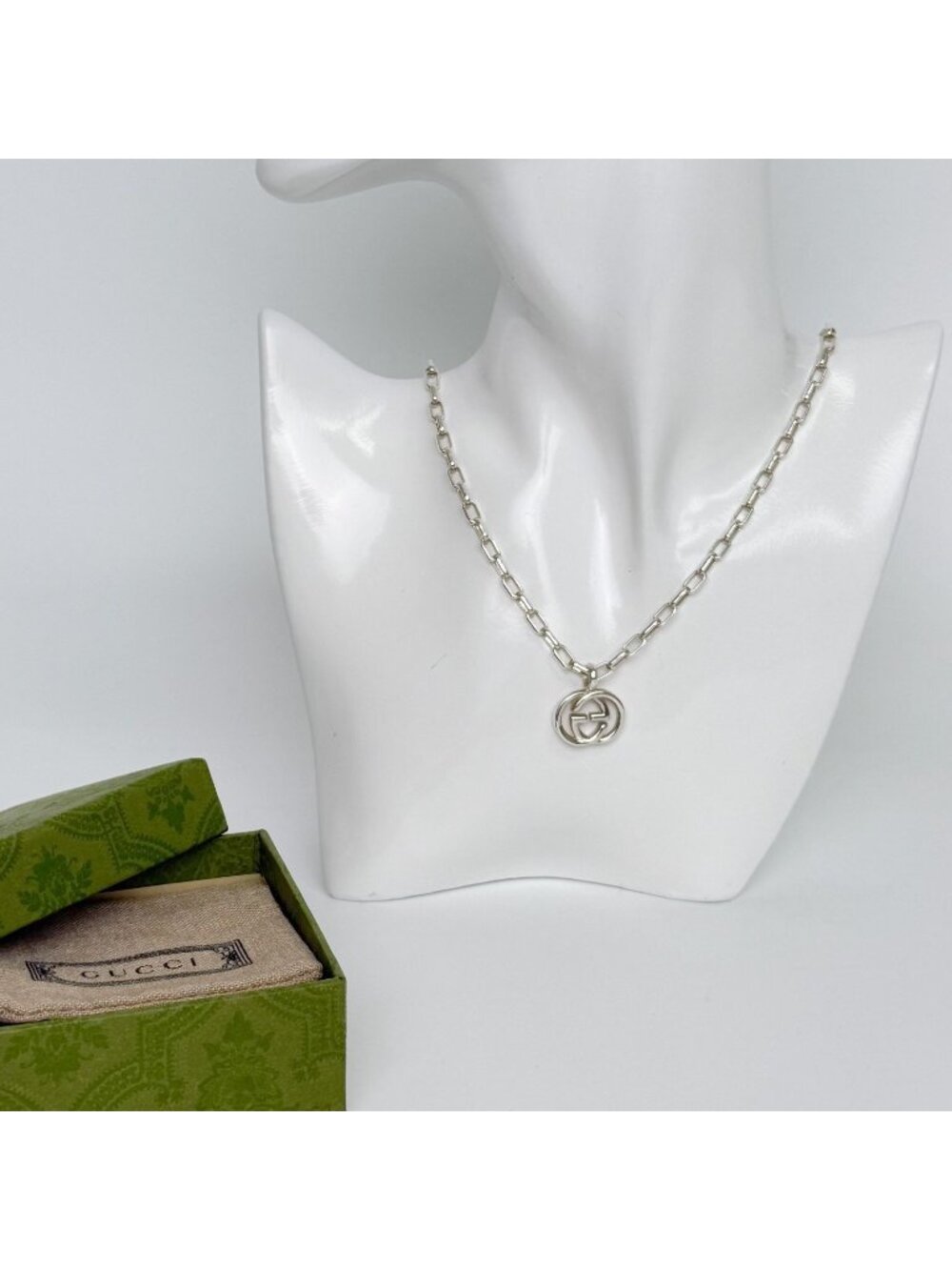 Gucci Interlocking G Necklace 925 Sterling Silver Vintage